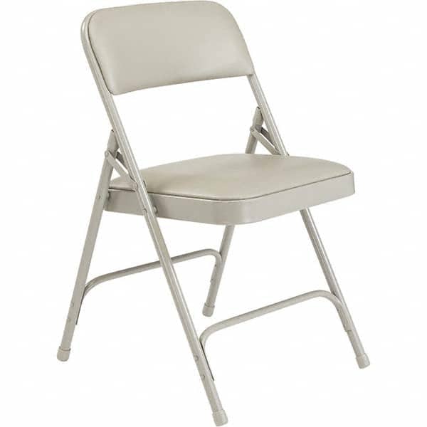 Folding Chairs; Pad Type: Padded; Armless; Vinyl ; Material: Steel; Vinyl ; Width (Inch): 19 ; Depth (Inch): 20.25 ; Seat Color: Warm Gray ; Overall Height: 29.50