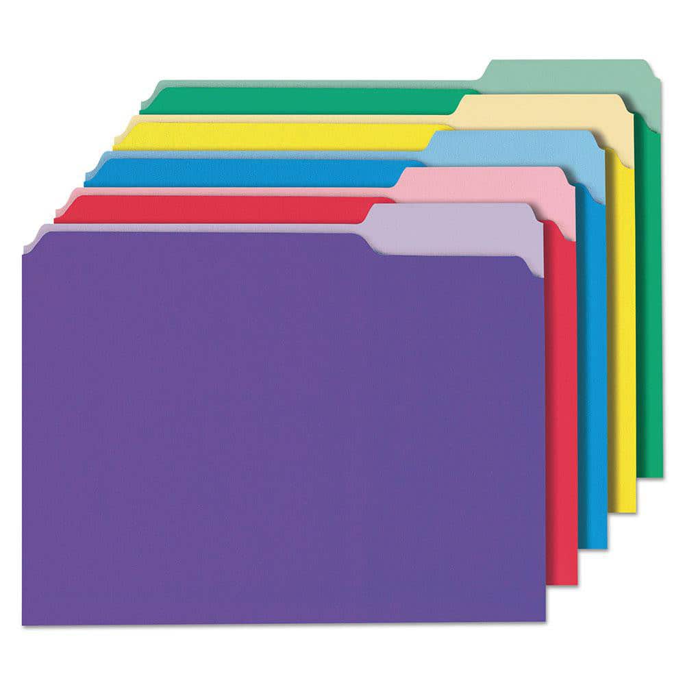 Universal UNV10506 Colored Folder with Single-Ply Tab: Letter, Blue, Green, Red, Yellow & Violet, 100/Pack 