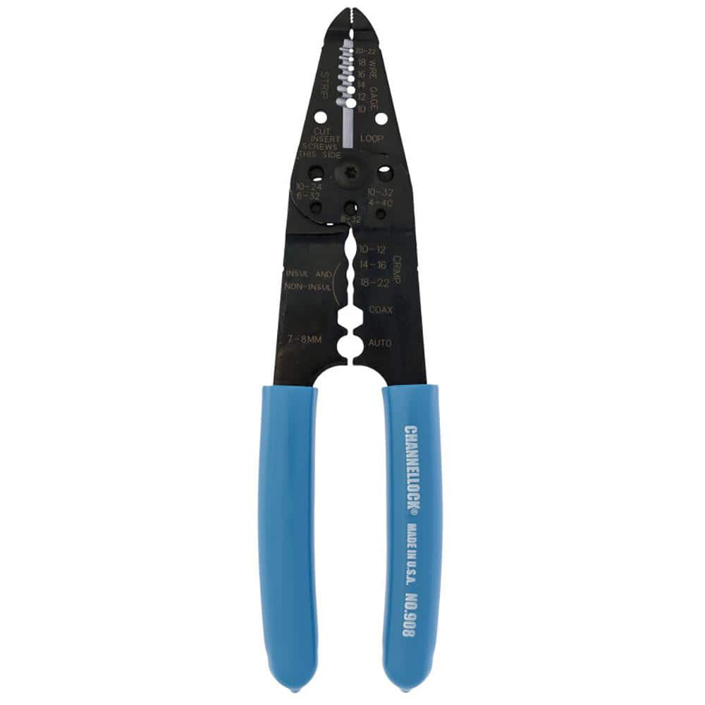Channellock 908 Wire Stripper: 22 AWG to 10 AWG Max Capacity 