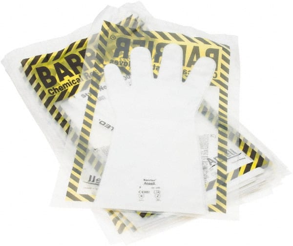 Ansell 105528 Chemical Resistant Gloves: 2.5 mil Thick, Laminated Film, Supported 