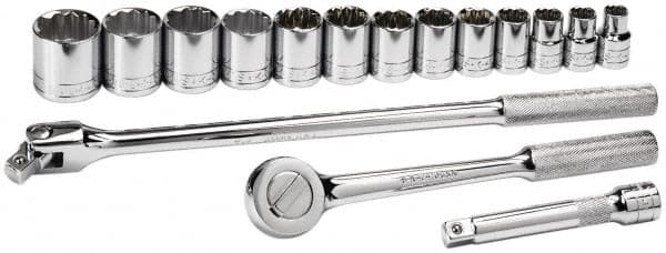Drive 12-Point Fractional Deep Chrome Socket SK Professional Tools 40816 1/2 in 1/2 in Cold Forged Steel Socket with SuperKrome Finish Made in USA