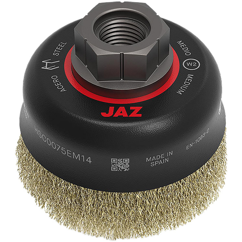 JAZ USA Cup Brush 4" Dia, N/A" Wire Dia, Brass, Crimped 76939552