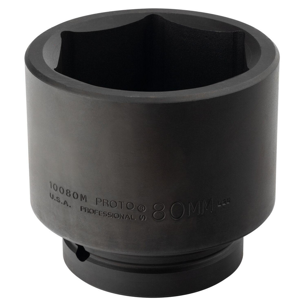 Impact Socket: 1" Drive, 80 mm Socket, Hex Drive - 6 Point