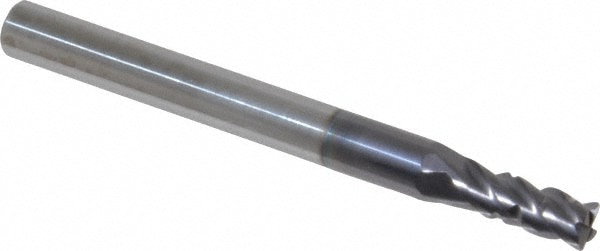 ProMax 120-01024 Corner Radius End Mill: 0.1563" Dia, 3/8" LOC, 0.01" Radius, 4 Flutes, Solid Carbide Image