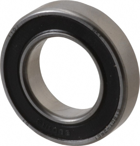 SKF 61801-2RS1 Thin Section Ball Bearing: 12 mm Bore Dia, 21 mm OD, 5 mm OAW, Double Seal Image