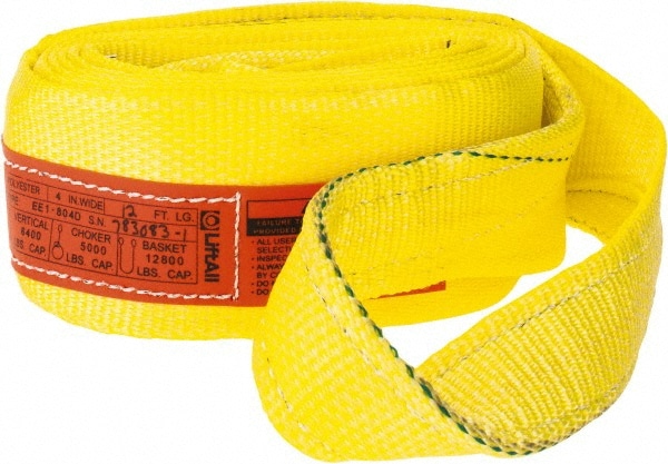 Lift-All EE1804DTX12 Eye & Eye Sling: 4" Wide, 12 Long, 12,800 lb Vertical, Polyester Image