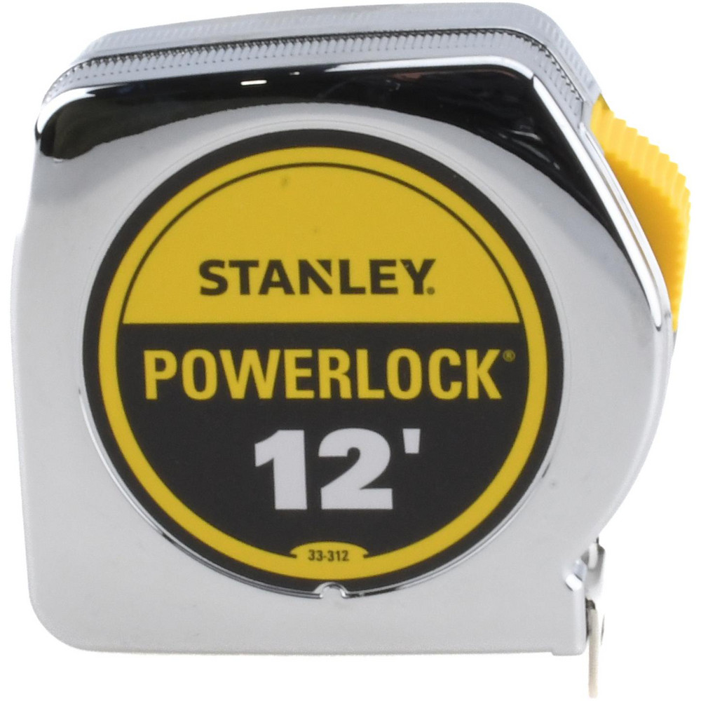Tape Measure: 12' Long, 3/4" Width, Yellow Blade