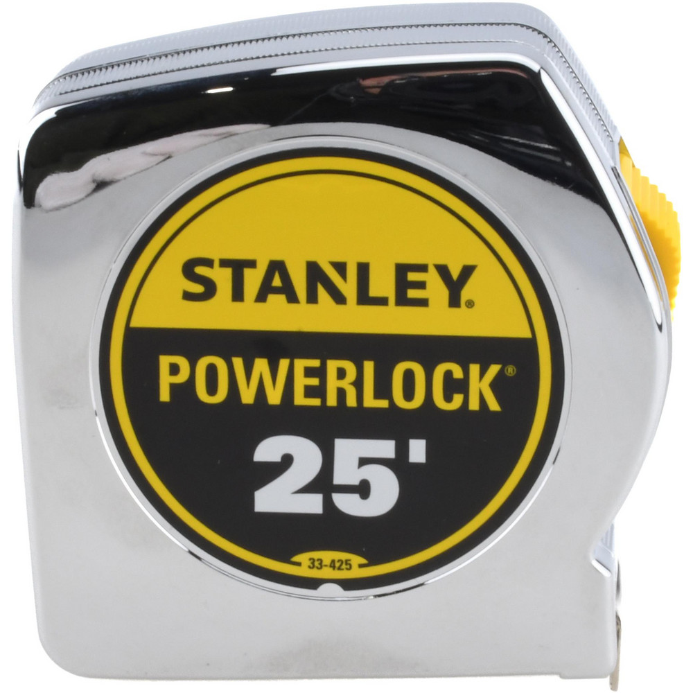 Tape Measure: 25' Long, 1" Width, Yellow Blade