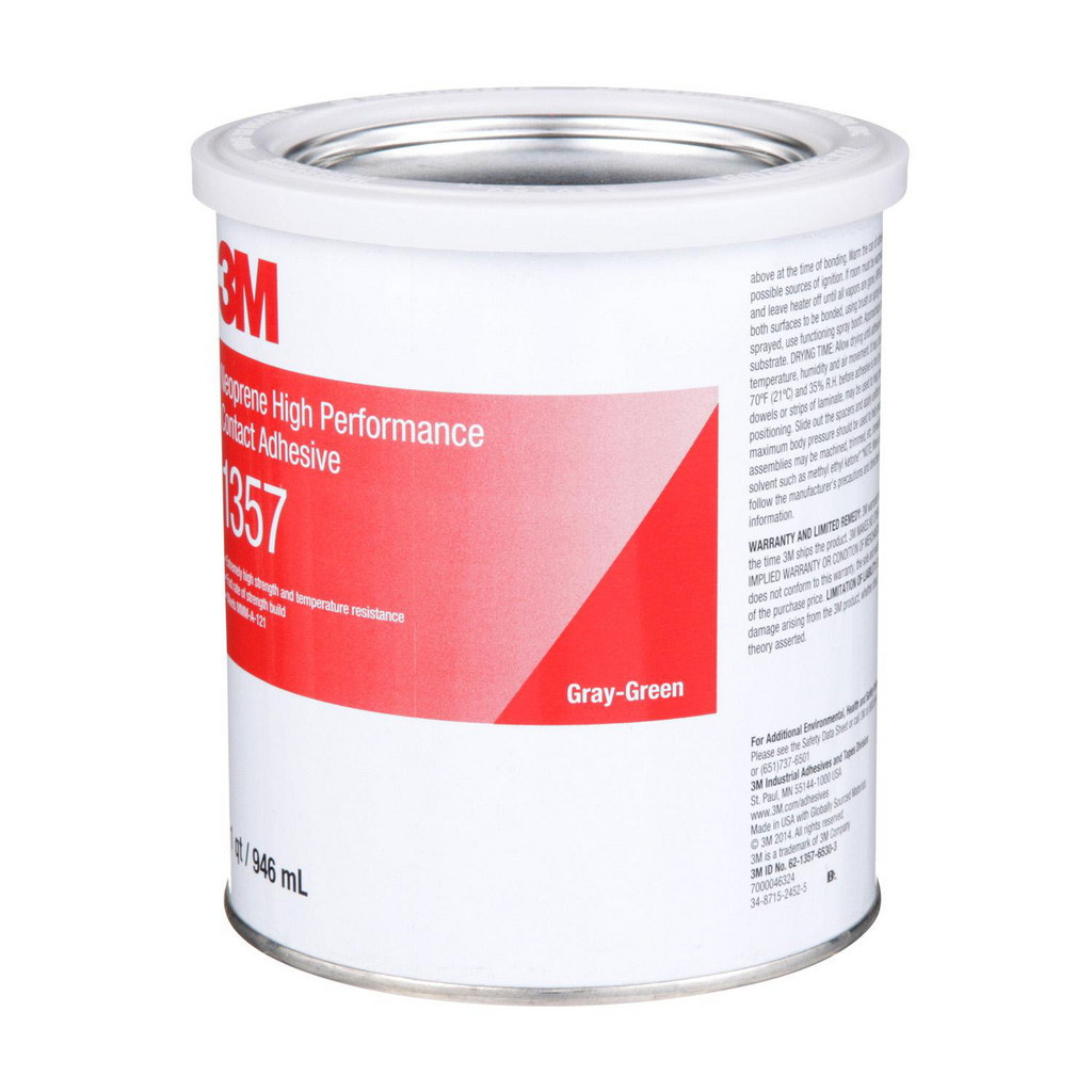 3M Neoprene High Performance Contact Adhesive 1357, Gray-Green, 1 Quart | Part #00021200198922