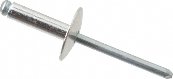 RivetKing. ABS68LF/P500 Open End Blind Rivet: Size 68, Large Flange Dome Head, Aluminum Body, Steel Mandrel 