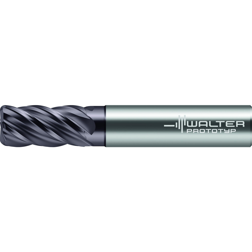 Walter-Prototyp | Prototyp Corner Radius End Mill: 3/4" Dia, 7/8" LOC, 0.0300" Radius, 5 Flute, Solid Carbide - 6" OAL, 3/4" Shank Dia, 38 deg Helix
