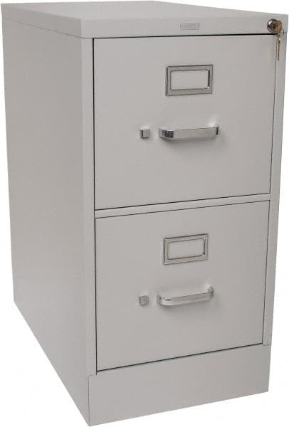 Hon HON512PQ Vertical File Cabinet: 2 Drawers, Steel, Light Gray 