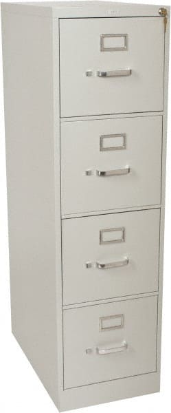 Hon HON514PQ Vertical File Cabinet: 4 Drawers, Steel, Light Gray 