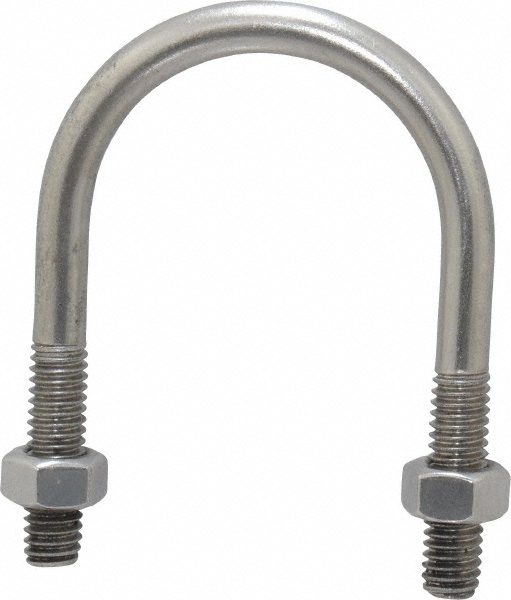 Made in USA 5/1618 UNC, 211/16" Long, Round U Bolt Clamp with No