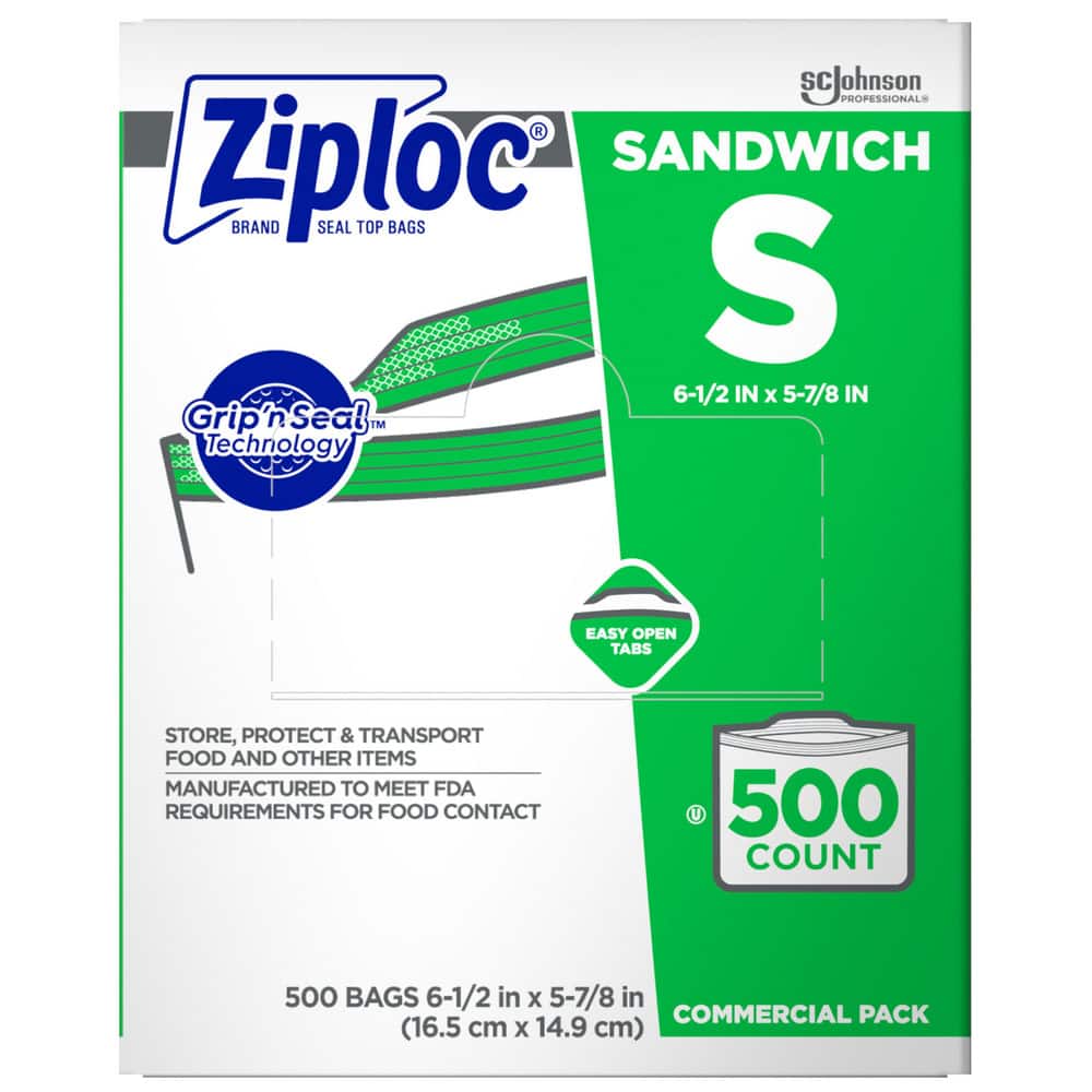 Ziploc 682255 Sandwich Bag: 22 oz, Clear, Plastic 