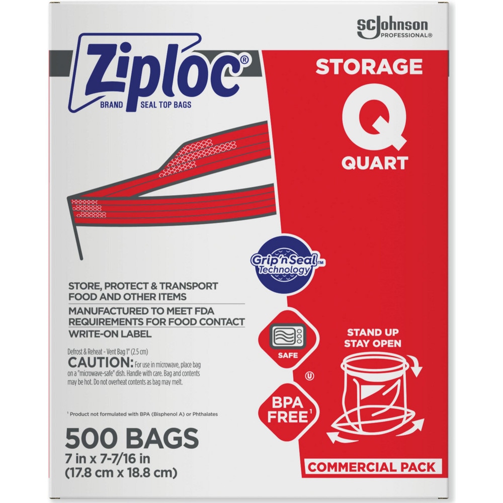 Storage Bag: 1 qt, Clear, Plastic