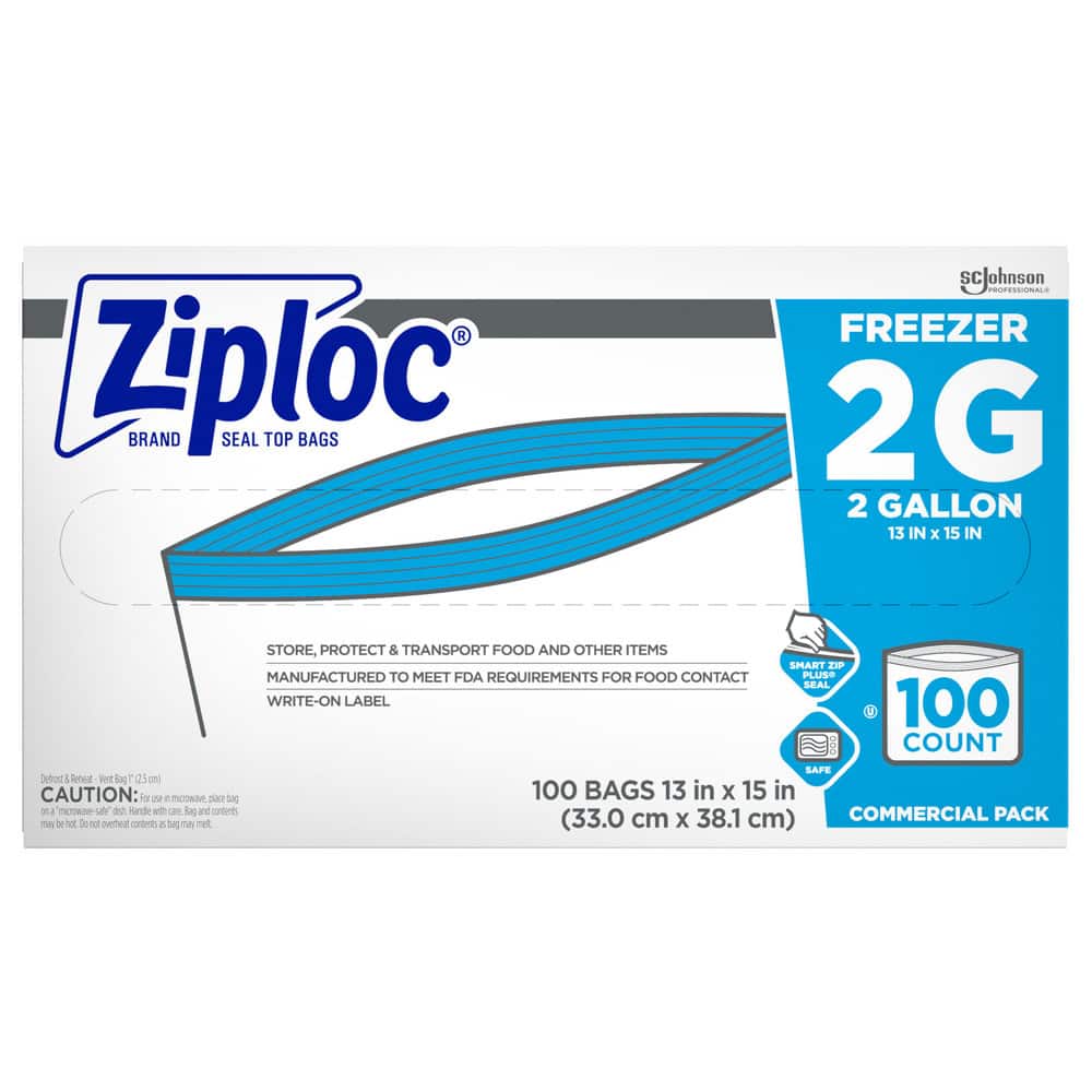 Ziploc 682254 100 Qty 1 Pack 100 Piece, 2 Gallon Capacity, 13" Long x 15-1/2" Wide, Ziploc Freezer Bag 