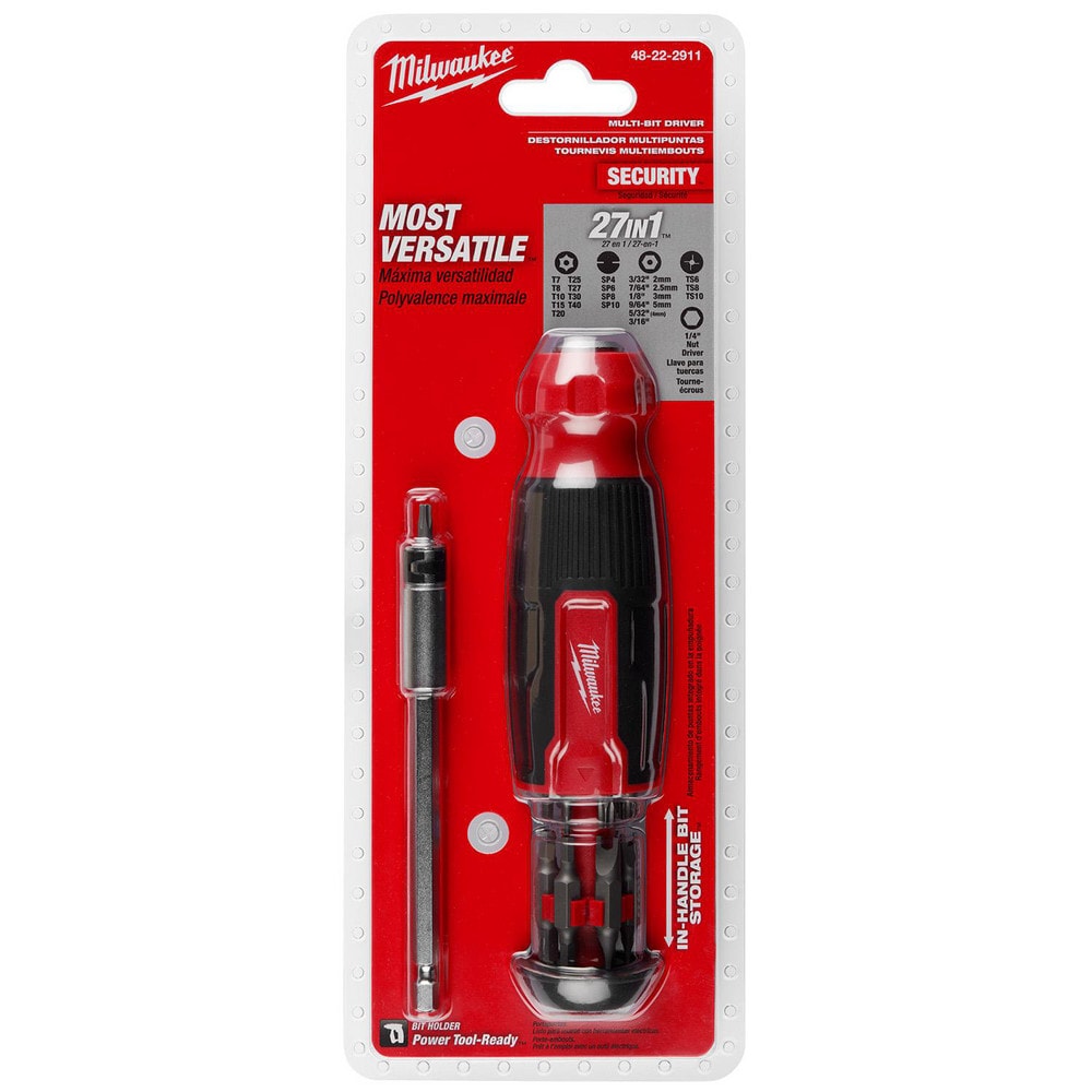 Bit Screwdrivers; Type: Multi-Bit Screwdriver ; Tip Type: Multi ; Handle Type: Comfort Grip ; Overall Length (Decimal Inch): 9.1100 ; Handle Length (Decimal Inch - 4 Decimals): 5.2000 ; Handle Material: Rubber; Plastic