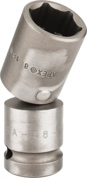 Apex SA-58-18M Hand Socket: 1/2" Drive, 18 mm Socket, 6-Point 