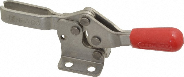 Manual Hold-Down Toggle Clamp: Horizontal, 150.00 lb Capacity, U-Bar, Flanged Base - 60 deg Handle Movement, 90 deg Bar Opening, Stainless Steel