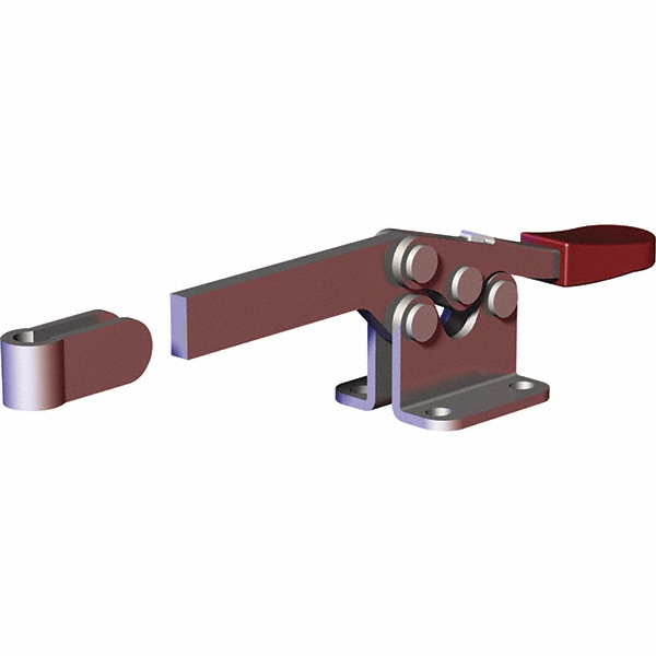 Manual Hold-Down Toggle Clamp: Horizontal, 200.00 lb Capacity, Solid Bar, Flanged Base - 78 deg Handle Movement, 87 deg Bar Opening, Carbon Steel