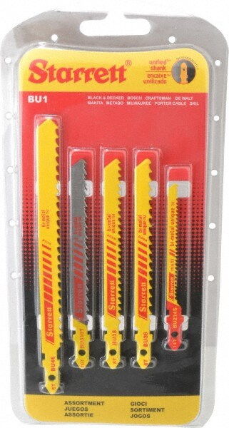 5 Piece, 3" to 5" Long, 6 to 14 Teeth per Inch, Bi-Metal Jig Saw Blade Set