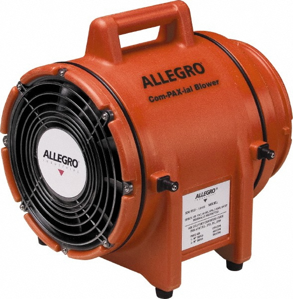 1-Speed 115V 0.33 hp 8" Inlet/Outlet Electric (AC) Axial Blower - 831 Cu Ft, Polyethylene Casing