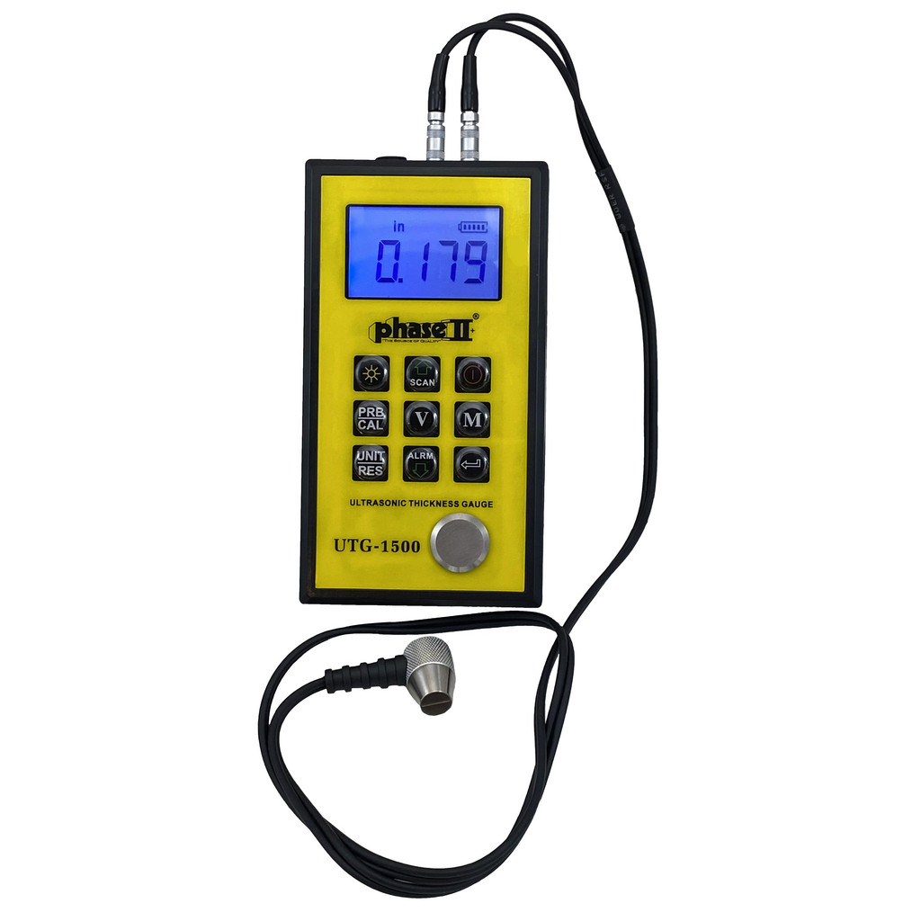 Phase II 0.1mm to 200mm Measurement, 0.1mm Resolution Electronic Thickness Gage - Accurate up to 0.1mm | Part #UTG-1500