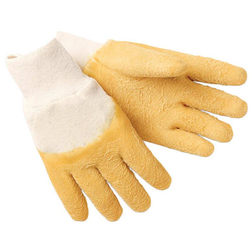 Work Gloves: Memphis® 6830, Size Large, Latex-Coated Jersey, General Purpose - Orange & White, 10-1/2" OAL, Jersey Lined, Textured Grip, Pair,   FDA Approved