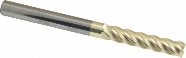 Accupro 55025020C5 Square End Mill: 1/4 Dia, 1-1/4 LOC, 1/4 Shank Dia, 3 OAL, 5 Flutes, Solid Carbide 