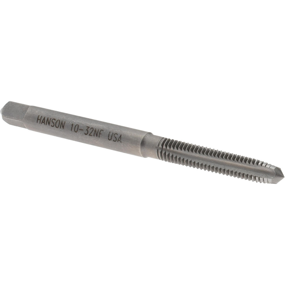 Straight Flute Tap: #10-32 UNF, 4 Flute, Plug Chamfer, 2B Class of Fit, Carbon Steel, Bright/Uncoated Finish