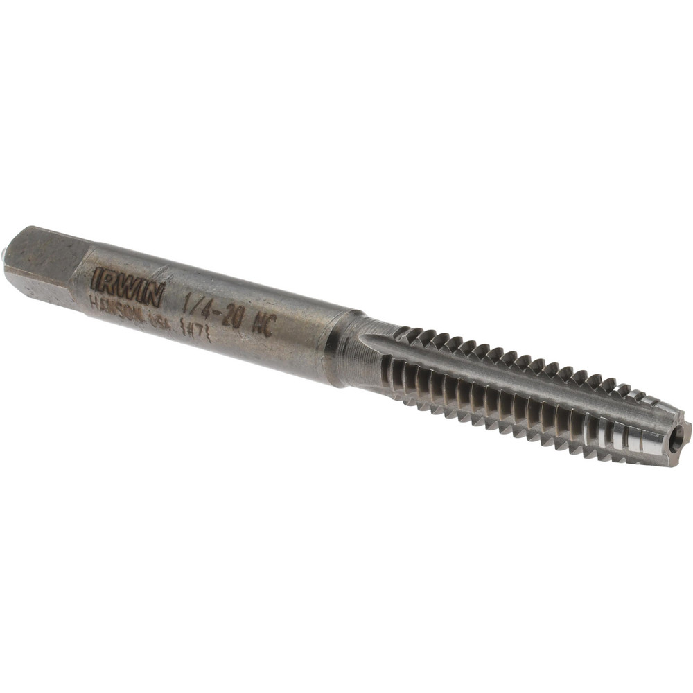 Straight Flute Tap: 1/4-20 UNC, 4 Flute, Plug Chamfer, 2B Class of Fit, Carbon Steel, Bright/Uncoated Finish