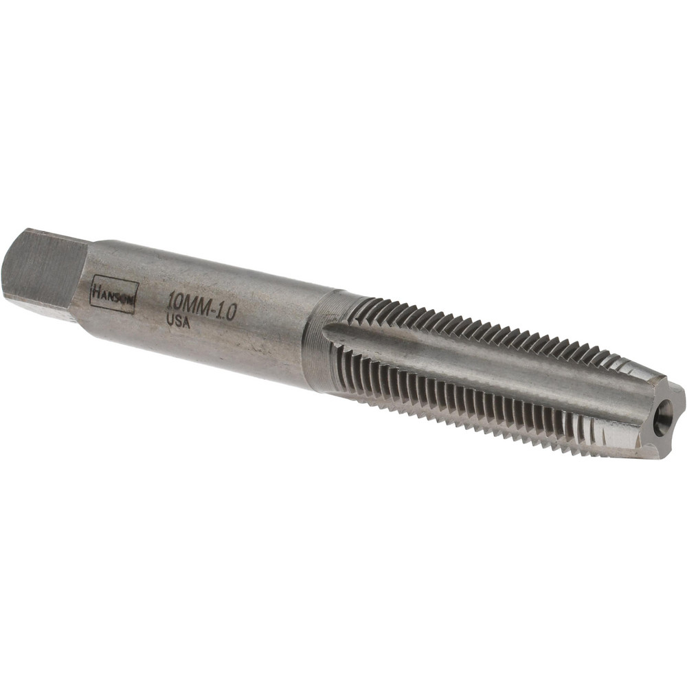 Straight Flute Tap: M10x1 Metric Fine, 4 Flute, Plug Chamfer, 6H Class of Fit, Carbon Steel, Bright/Uncoated Finish