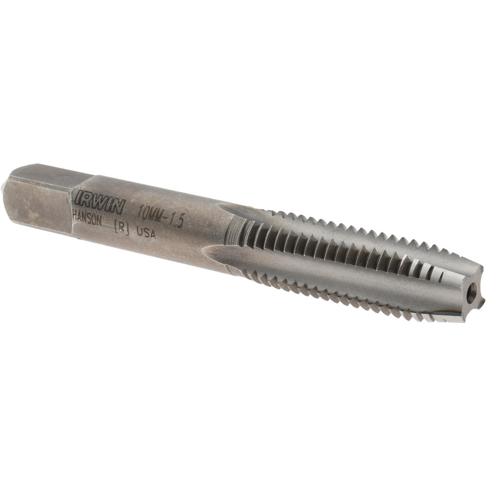 Straight Flute Tap: M10x1.5 Metric Coarse, 4 Flute, Plug Chamfer, 6H Class of Fit, Carbon Steel, Bright/Uncoated Finish