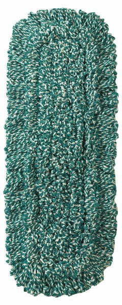 Dust Mop Head: Microfiber, 5" OAW, 48" OAL - Slip-On/Slip-Through Backing, Green, Looped Head