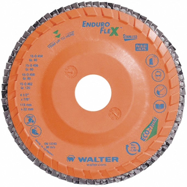 Flap Disc: 7/8" Hole, 40 Grit, Zirconia Alumina, Type 27