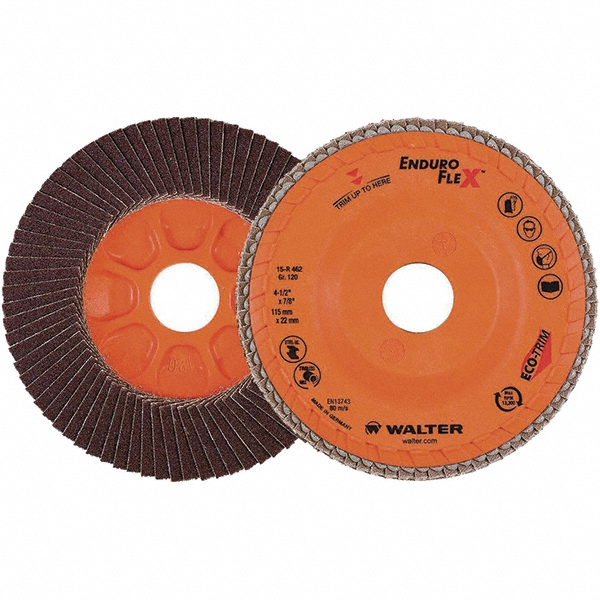 Flap Disc: 7/8" Hole, 120 Grit, Zirconia Alumina, Type 27