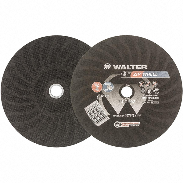 WALTER Surface Technologies 9 x 5/64, 7/8" Hole 30 Grit Aluminum