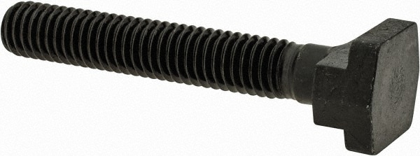 Steel T-Slot Bolt: 3/8-16, 2" Thread Length, 3/8" Slot Width, Black Finish