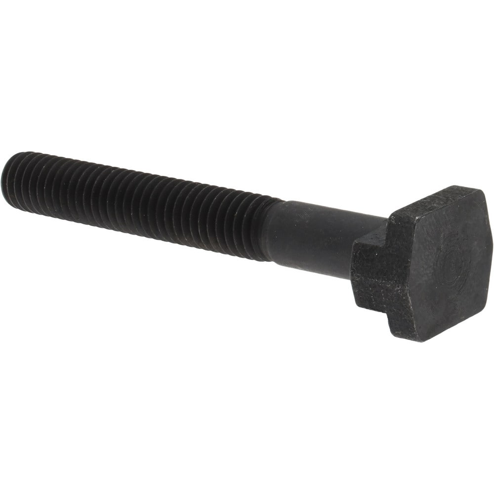 Steel T-Slot Bolt: 3/8-16, 2" Thread Length, 3/8" Slot Width, Black Finish
