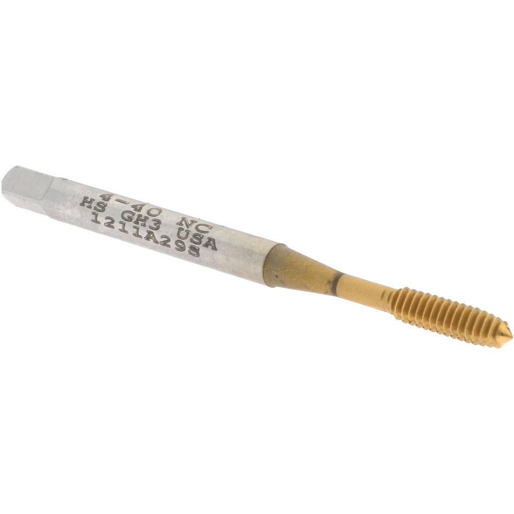 Thread Forming Tap: #4-40 UNC, 2B & 3B Class of Fit, Plug, High-Speed Steel, Titanium Nitride Coated