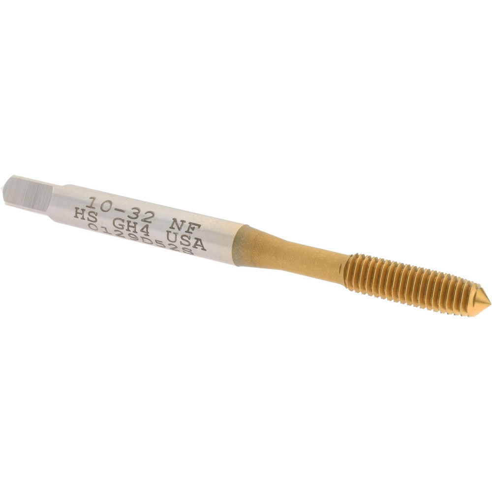 Thread Forming Tap: #10-32 UNF, Plug, High-Speed Steel, Titanium Nitride Coated