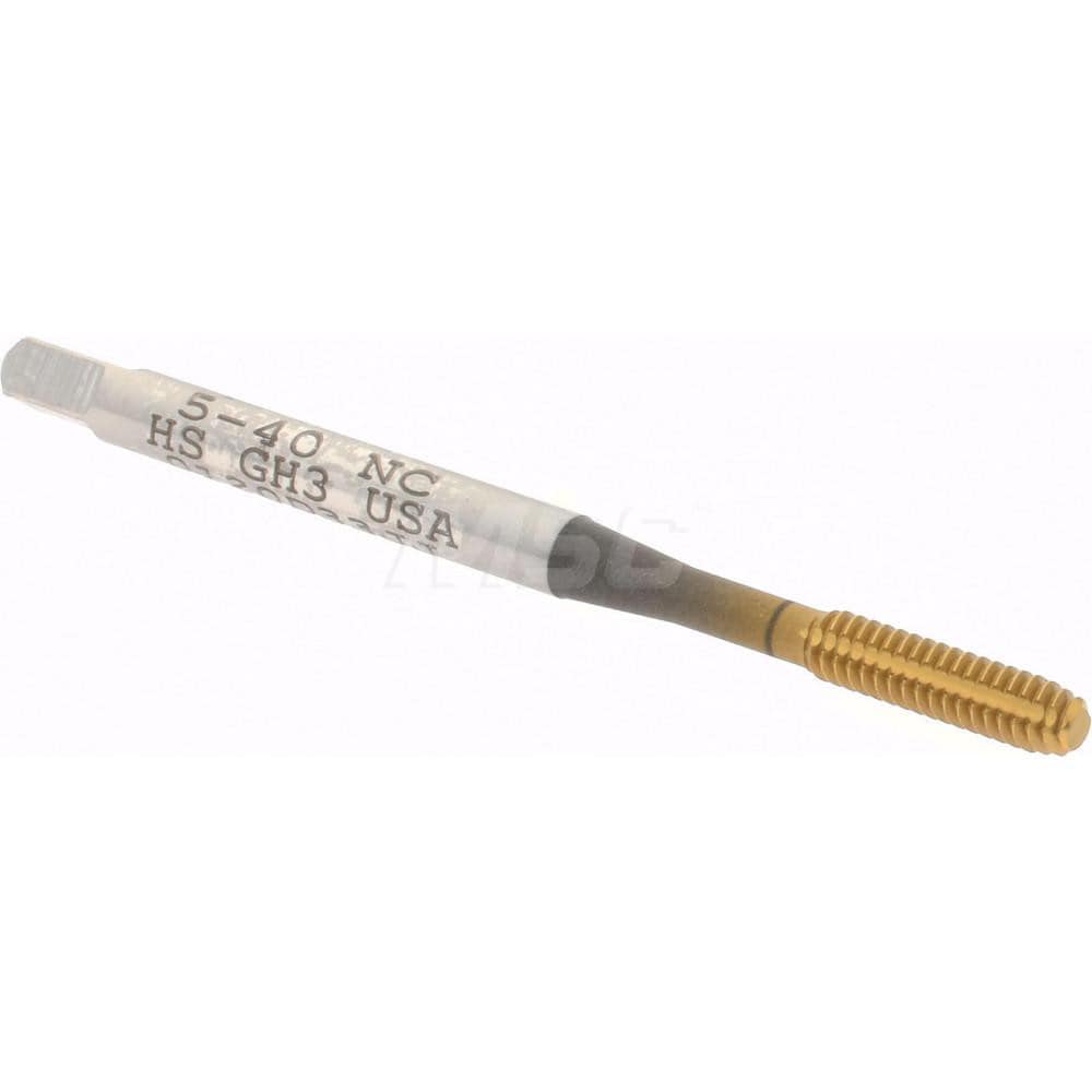 Thread Forming Tap: #5-40 UNC, 2B & 3B Class of Fit, Bottoming, High-Speed Steel, Titanium Nitride Coated