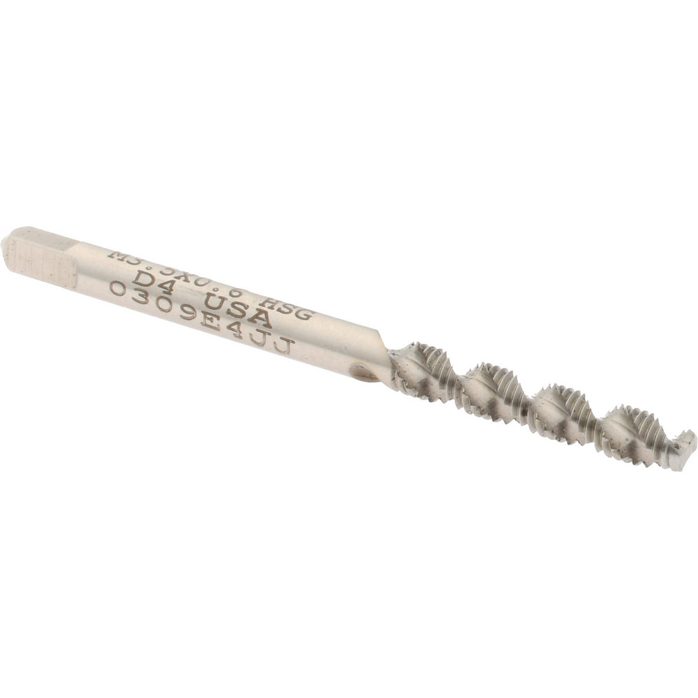 Spiral Flute Tap: M3.5x0.60 Metric Coarse, 2 Flutes, Bottoming, 6H Class of Fit, High Speed Steel