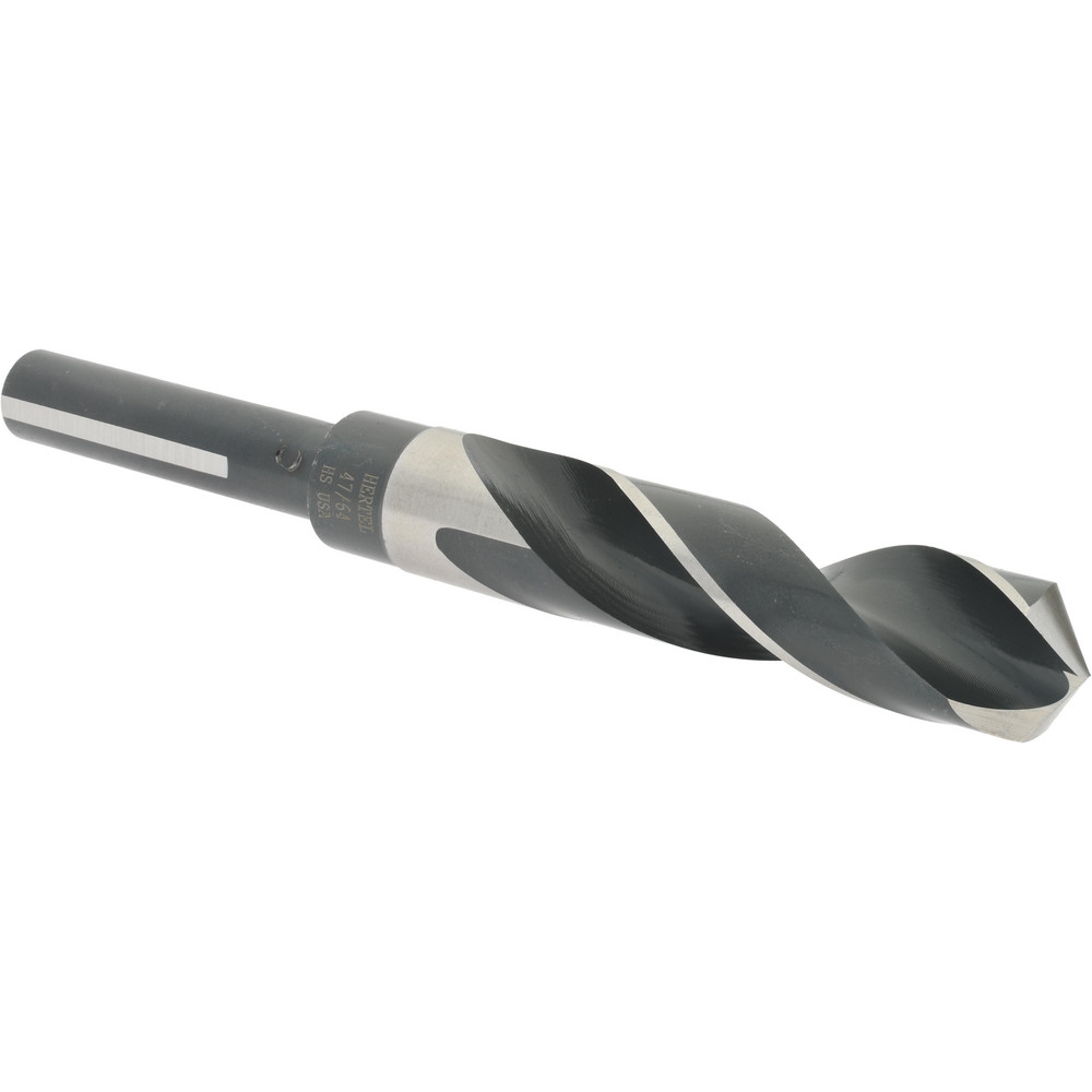 Reduced Shank Drill Bit: 47/64'' Dia, 1/2'' Shank Dia, 118 °, High Speed Steel