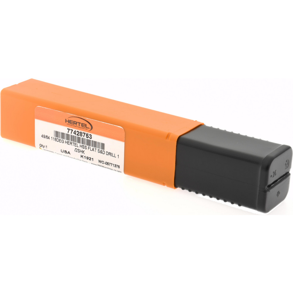 Hertel Reduced Shank Drill Bit 49/64'' Dia, 1/2'' Shank Dia, 118