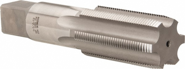 Hertel K008691AS Straight Flutes Tap: 1-1/2-12, UNF, 6 Flutes, Plug, 3B, High Speed Steel, Bright/Uncoated Image