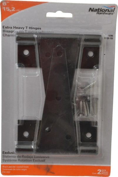 National Hardware N129-155 T Hinge: 4-21/32" Wide, 0.125" Thick, 8 Mounting Holes 