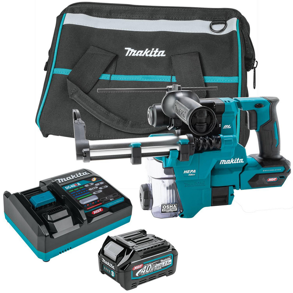 Makita Cordless Rotary Hammer: 40.00V, 13/16" Chuck - Keyless & SDS Plus Chuck, 0 to 5000 BPM, 840 RPM | Part #GRH10D1W