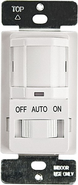 Motion Sensing Wall Switches; Switch Type: Occupancy Sensor ; Sensor Type: Infrared ; Coverage (Sq. Ft.): 980 ; Adjustment Type: Manual Delay ; Color: White ; Recommended Environment: Indoor